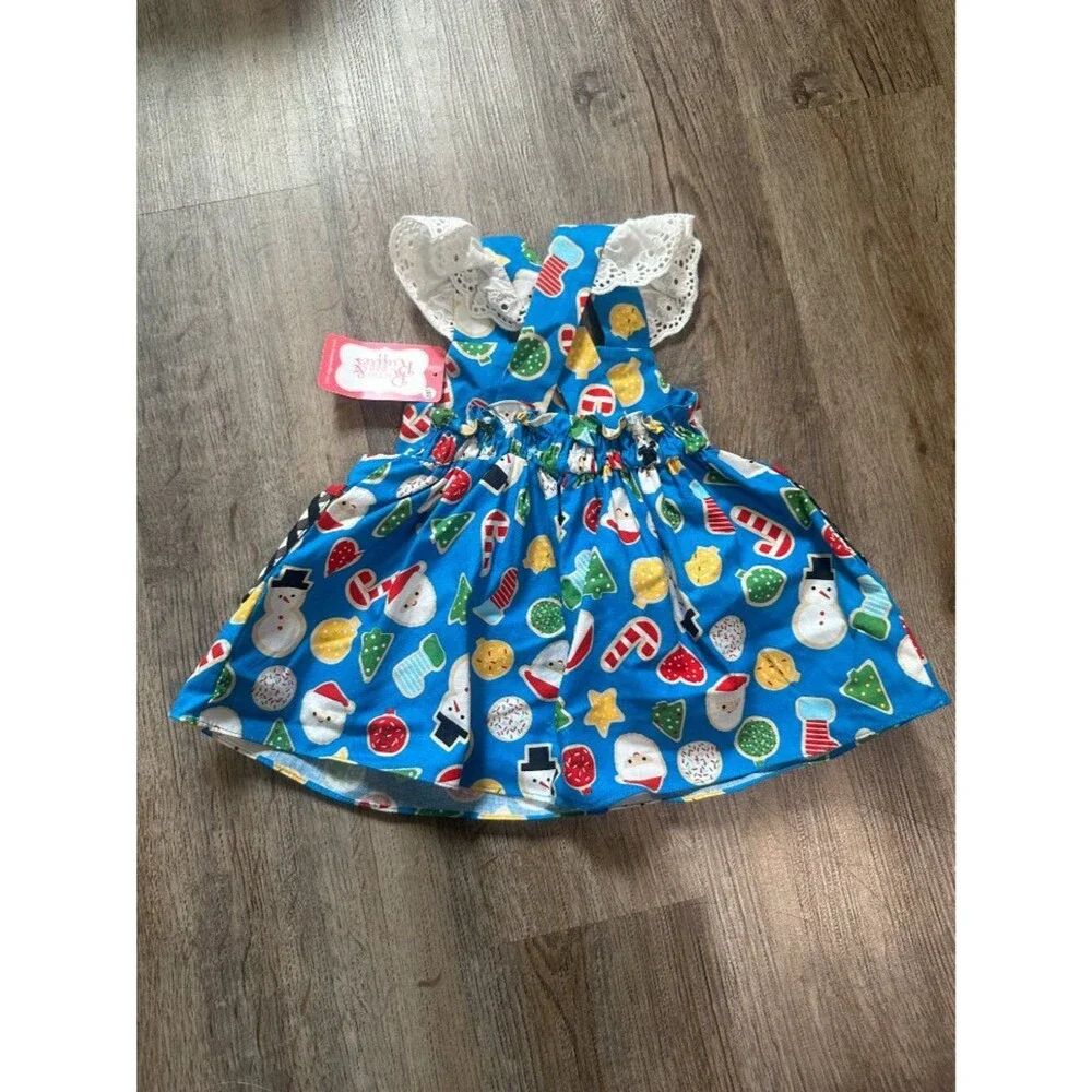 NWT RicRac & Ruffles Girls 12 Months Jumper Dress Christmas Holiday Flutter